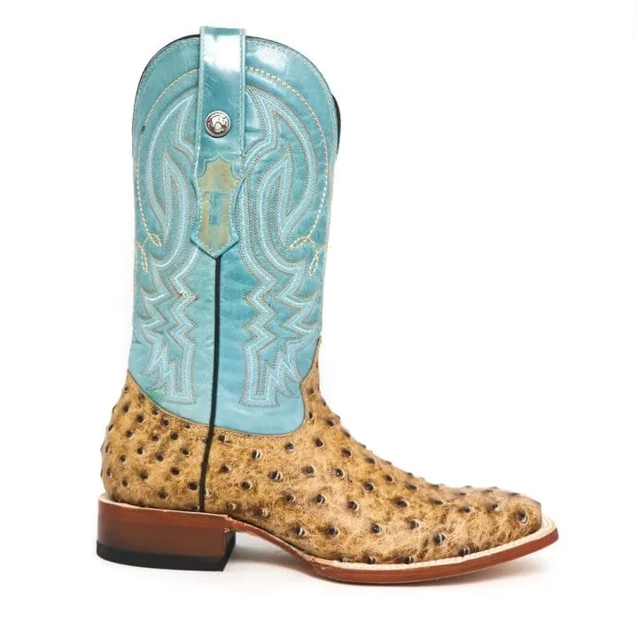 Tanner Mark Men's Cooper Print Ostrich Square Toe Boots Matte Rustic Orix TM205536