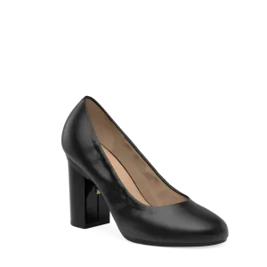 The Ballet Pump - Coal Stretch Leather 4 Block