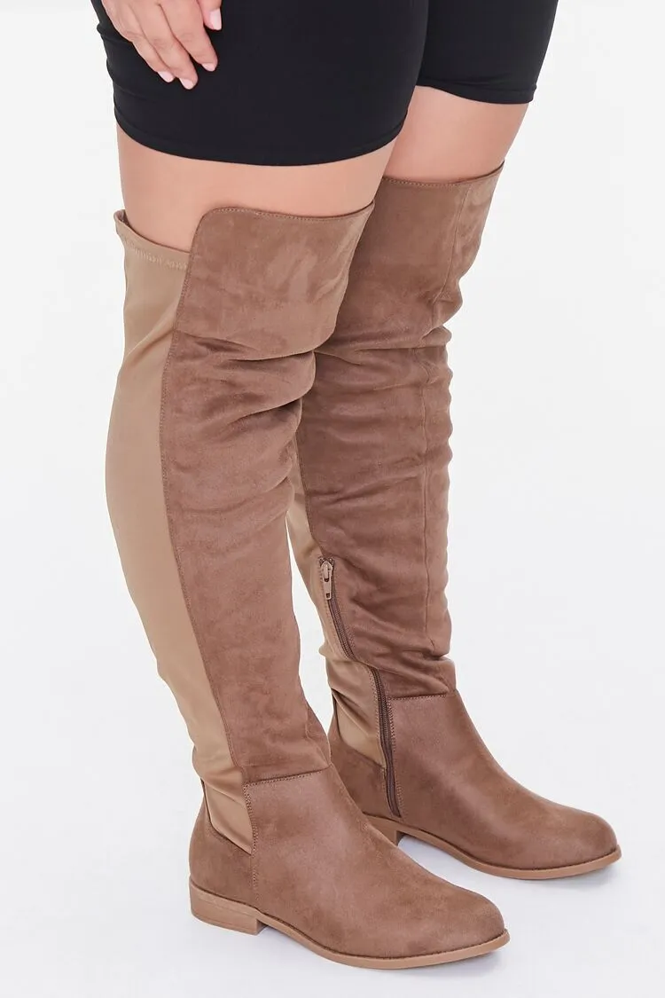 Thigh-High Faux Suede Boots (Wide)