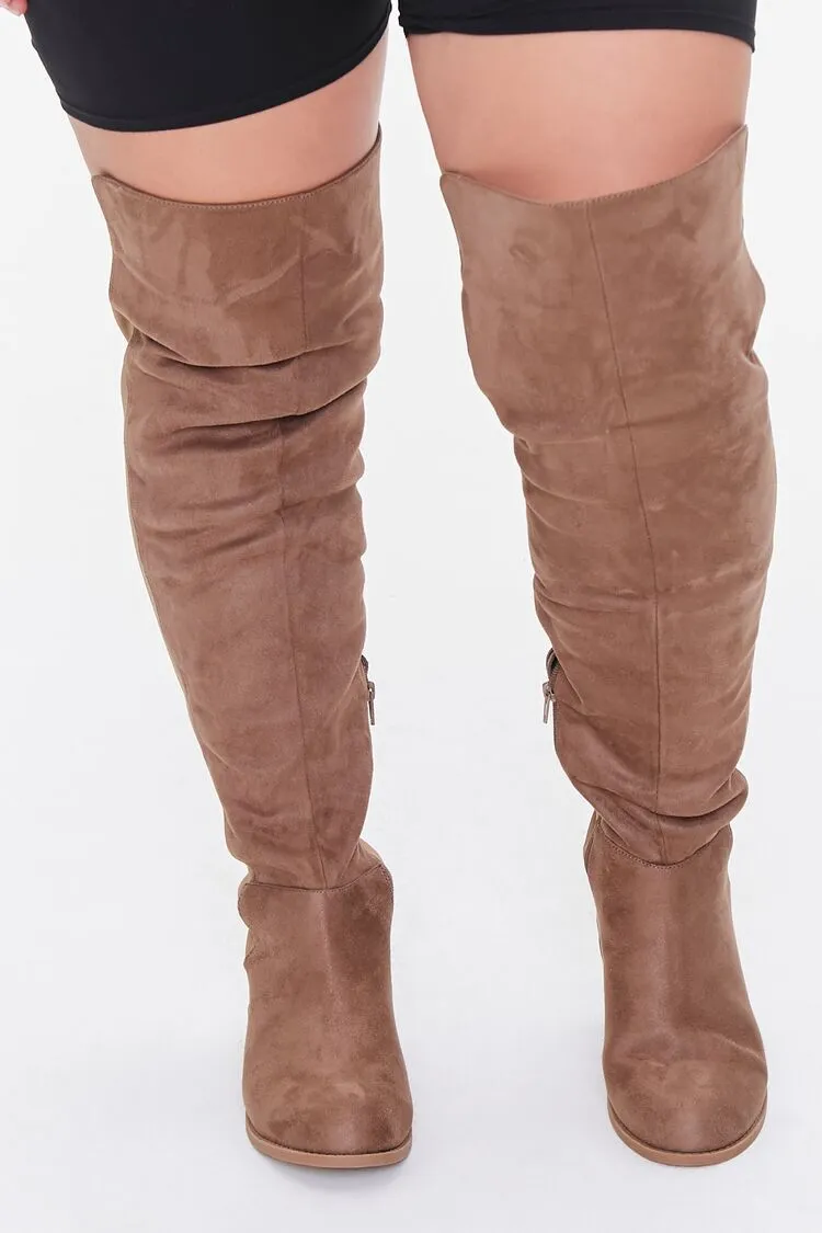 Thigh-High Faux Suede Boots (Wide)