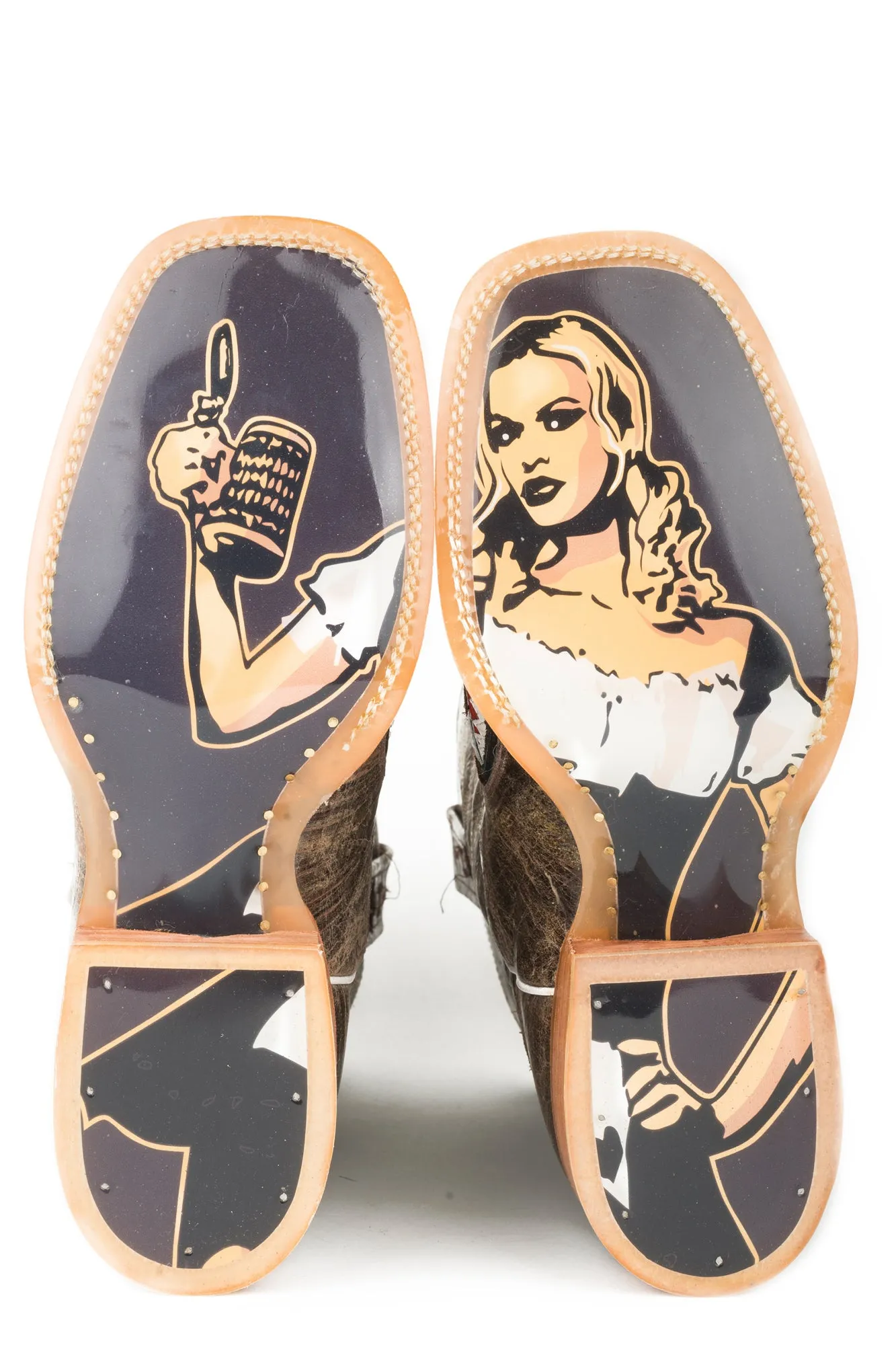Tin Haul Mens Toastin' A Gnarly Shark Beer Girl Brown Western Cowboy Boots