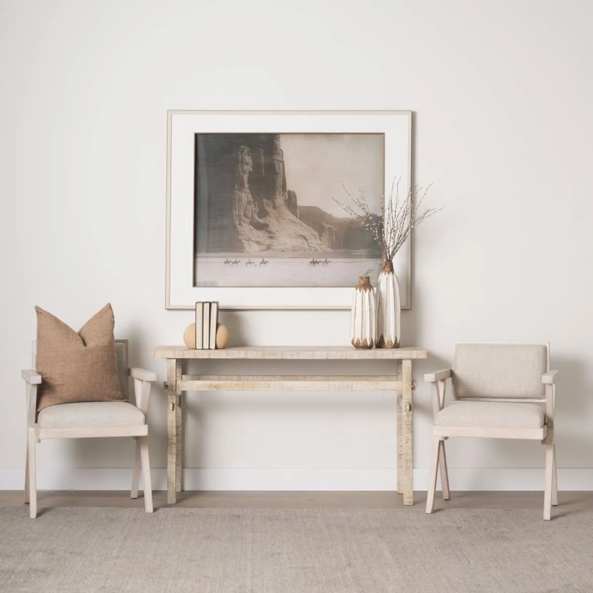 Topanga Dining Chair Cream Fabric | Blonde Wood