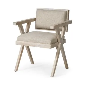 Topanga Dining Chair Cream Fabric | Blonde Wood