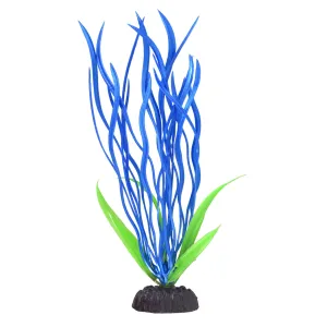 Underwater Treasures Pearl Finish Wave Val Double Blue Plastic Plant