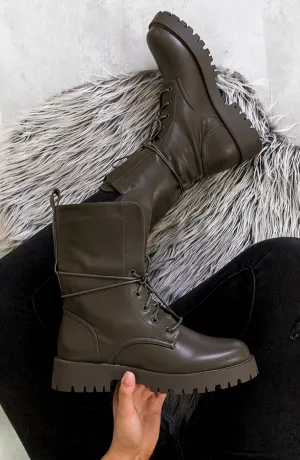 Veter Boots Leer Groen