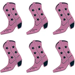 Western Pink Foil Cowboy Boots Cutouts, 16 Inches, 6 Count