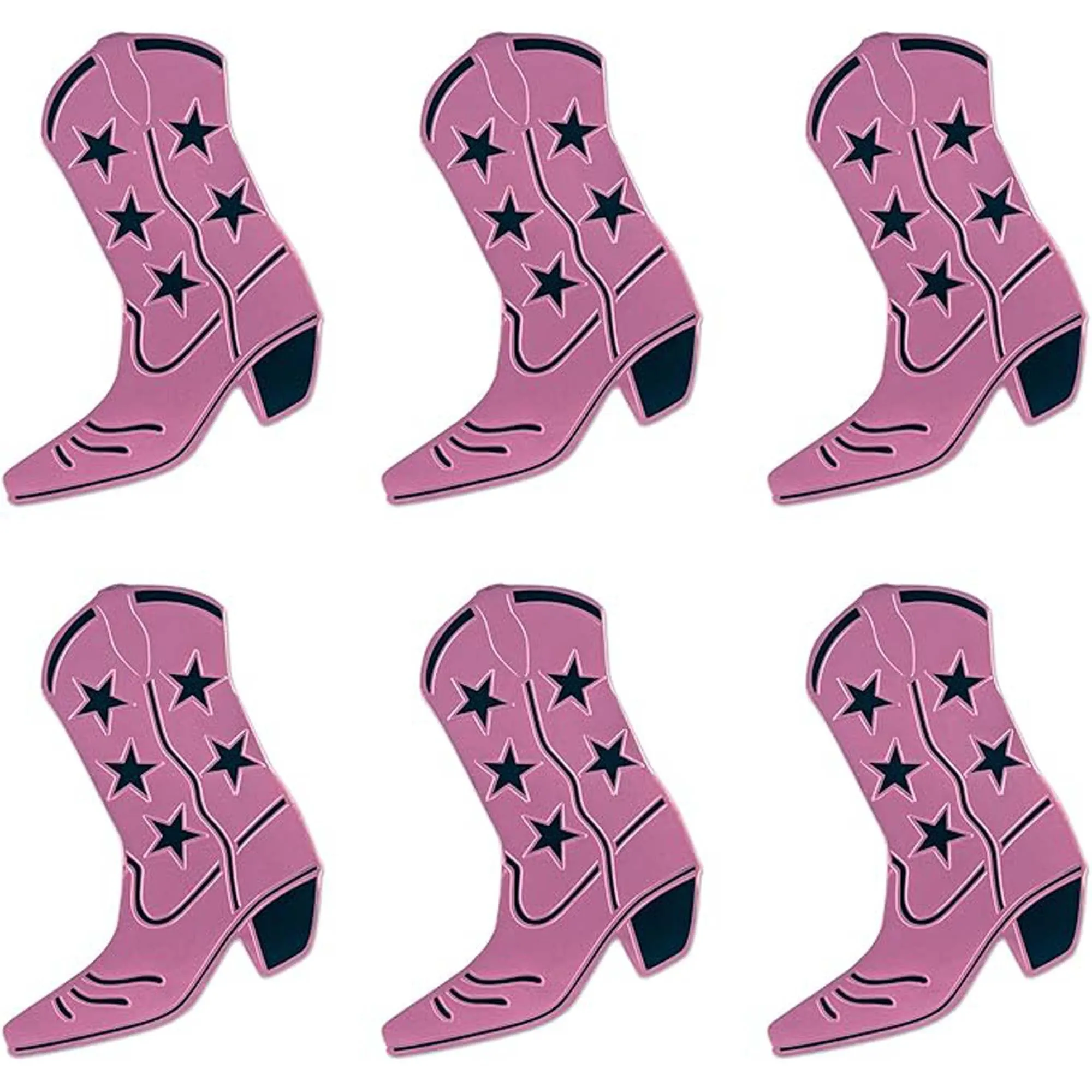 Western Pink Foil Cowboy Boots Cutouts, 16 Inches, 6 Count