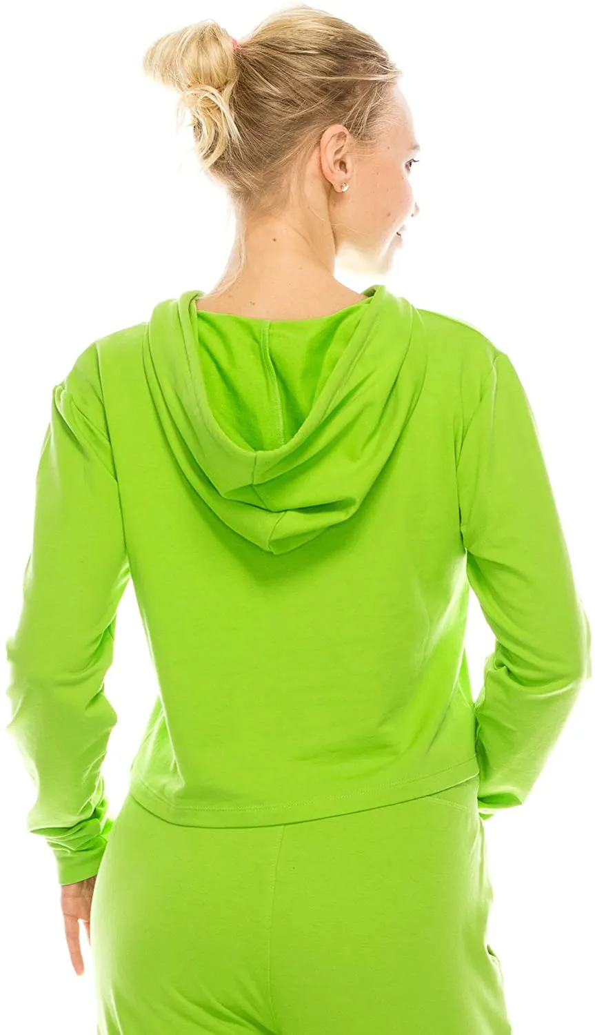 Women's Casual Crop Hoodie Sweatshirt - Long Sleeve Cute Cropped Plain Workout Drawstring Hooded Pullover Top