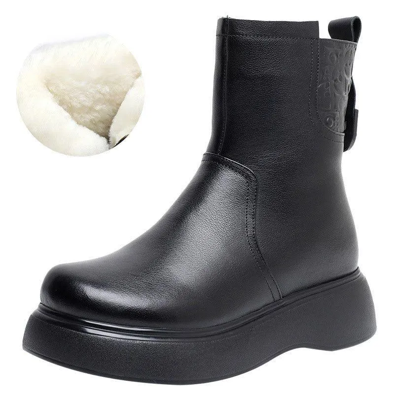 Women's Casual Shoes GCSPO42 - Stylish Leather Ankle Boots