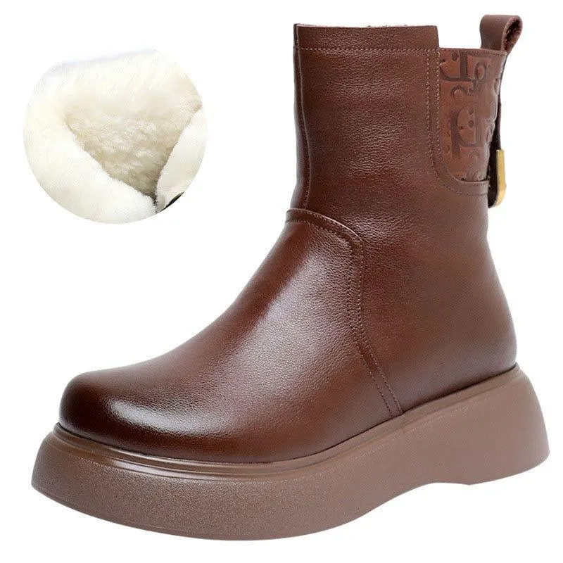 Women's Casual Shoes GCSPO42 - Stylish Leather Ankle Boots