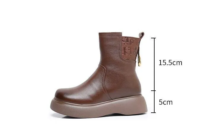 Women's Casual Shoes GCSPO42 - Stylish Leather Ankle Boots