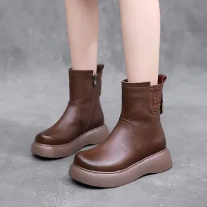 Women's Casual Shoes GCSPO42 - Stylish Leather Ankle Boots