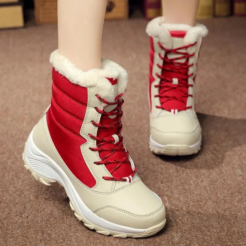 Women's Casual Shoes White Geometric Fashion Winter Boots XS1671