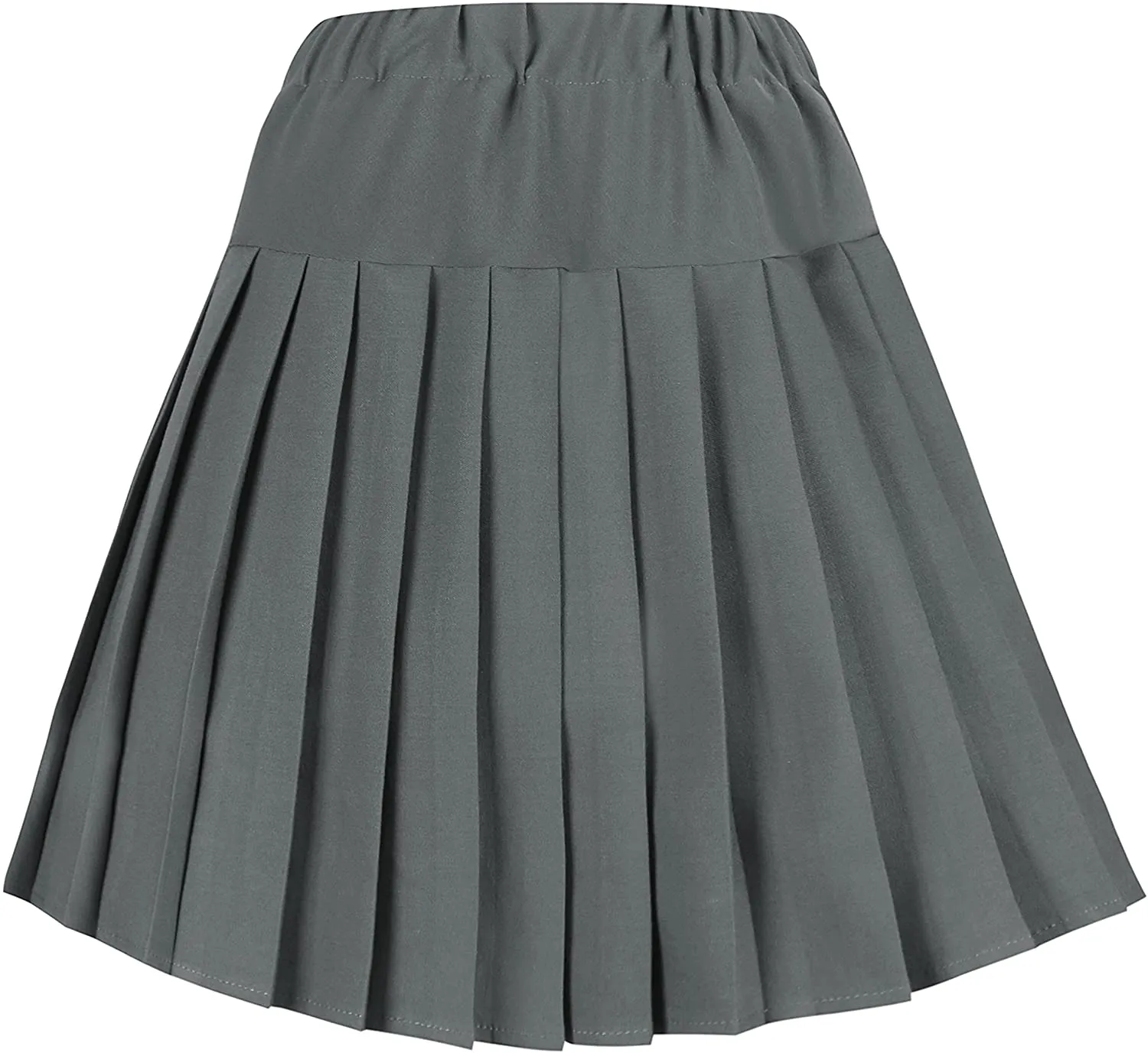Women's Elastic Waist Plaid Pleated Skirt Tartan Skater School Uniform Mini Skirts