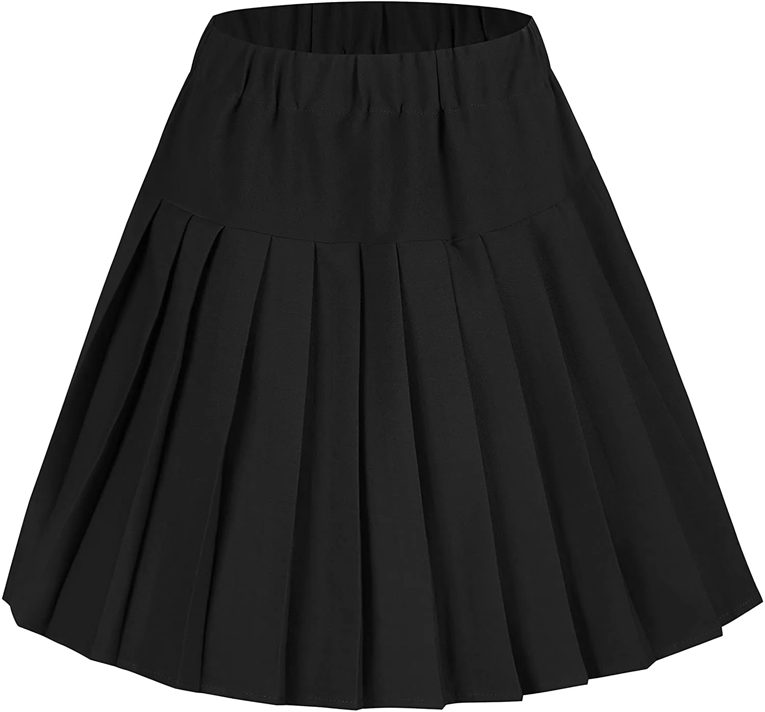 Women's Elastic Waist Plaid Pleated Skirt Tartan Skater School Uniform Mini Skirts