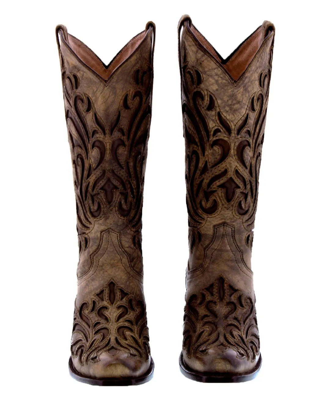 Womens Mystic Brown Leather Cowboy Boots - Square Toe