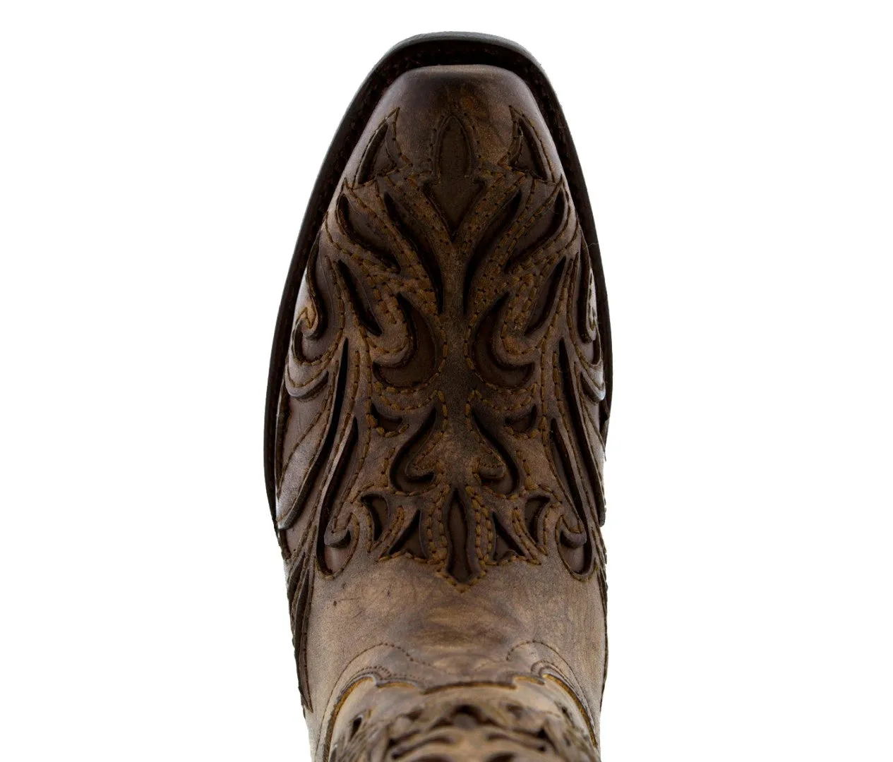 Womens Mystic Brown Leather Cowboy Boots - Square Toe