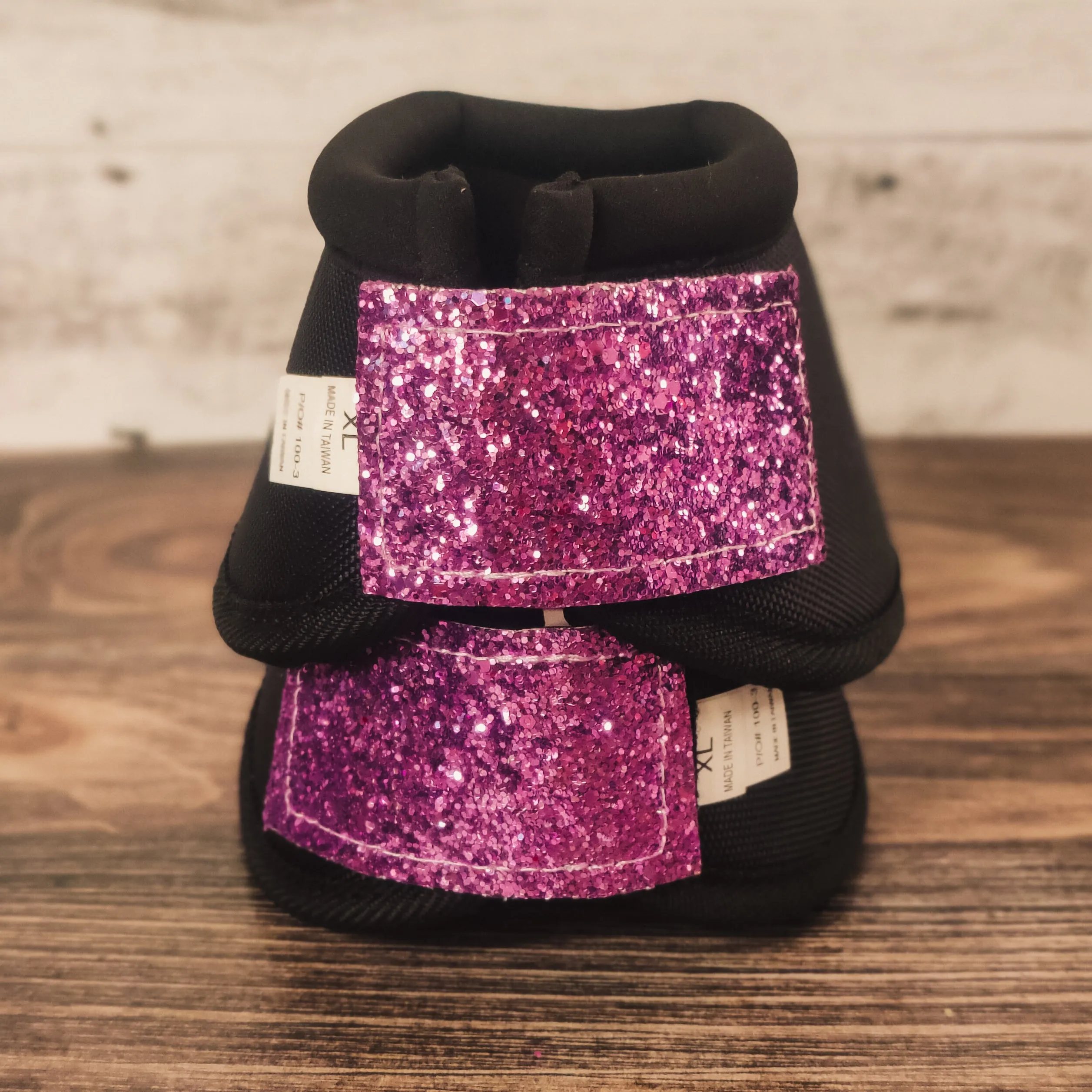 XL Black Iconoclast Bells w/ Lavender Glitter Straps